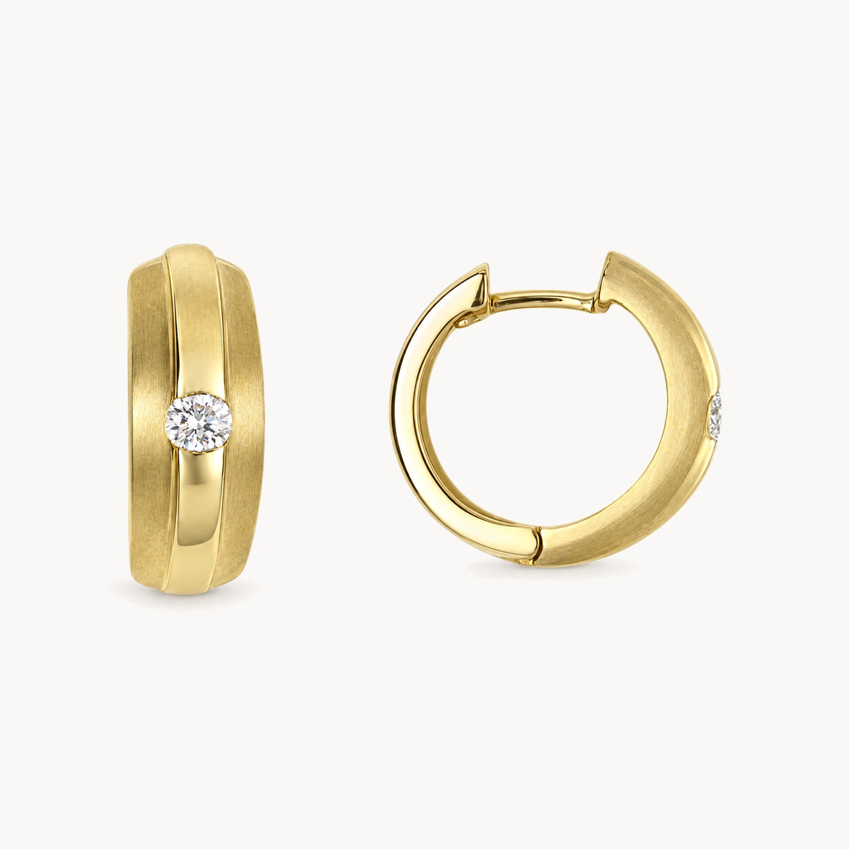 Creole in 585er Gelbgold mit Diamant