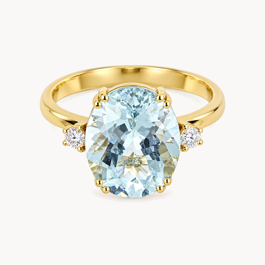 Damenring in 750er Gelbgold mit Aquamarin &amp; Diamant