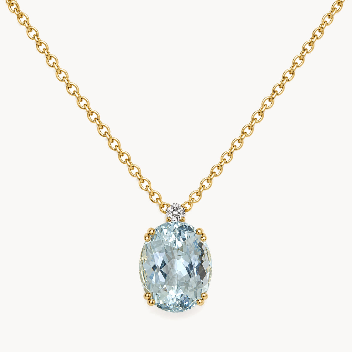 Collier in 750er Gelbgold mit Aquamarin &amp; Diamant
