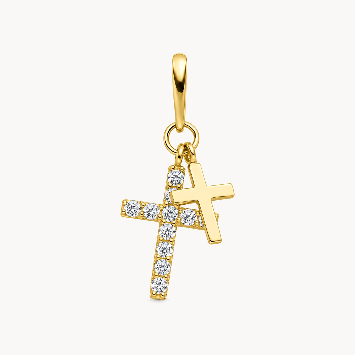 Kreuzanhänger in 333er Gelbgold mit Zirkonia