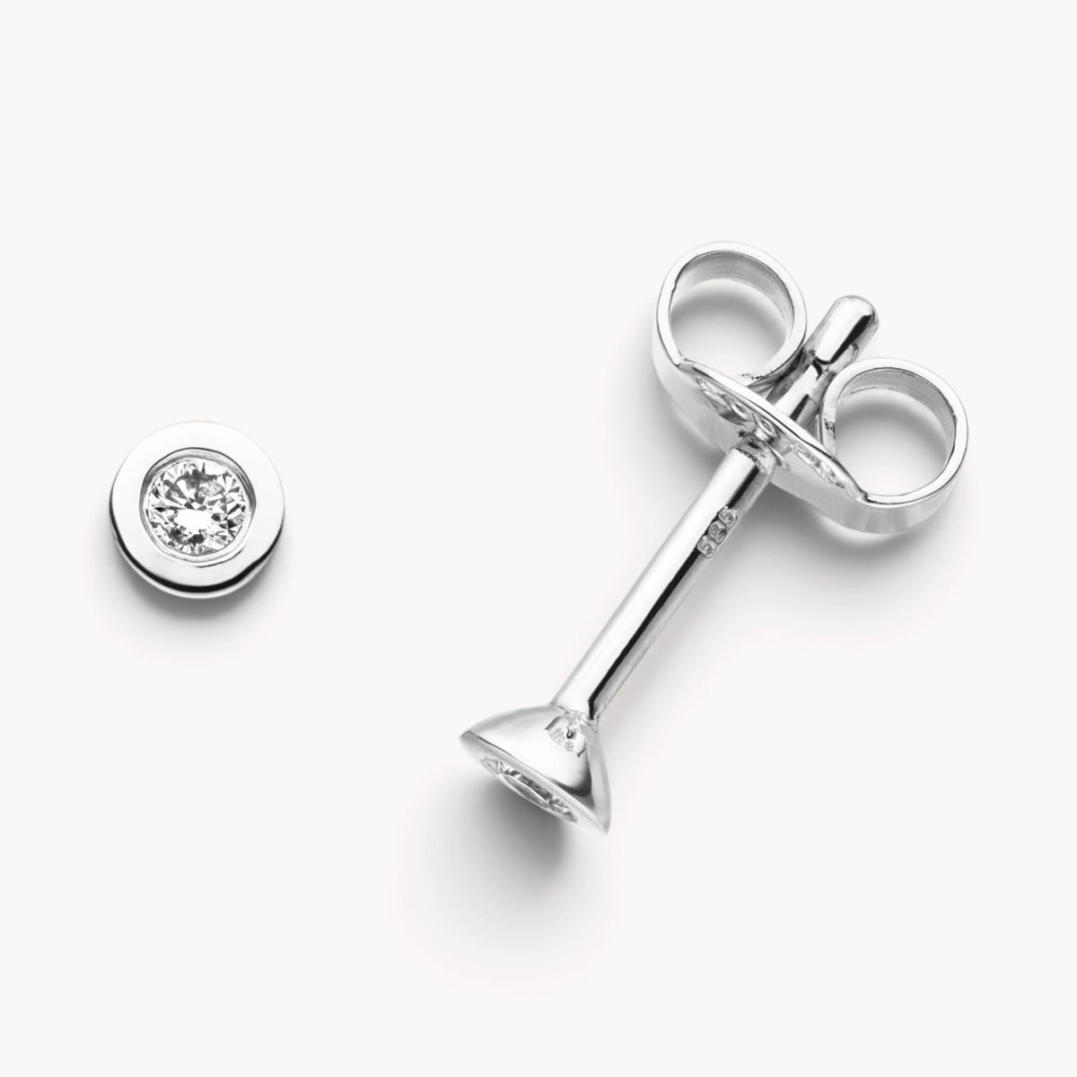 Ohrstecker in 585er Gold mit Diamant, Zargenfassung