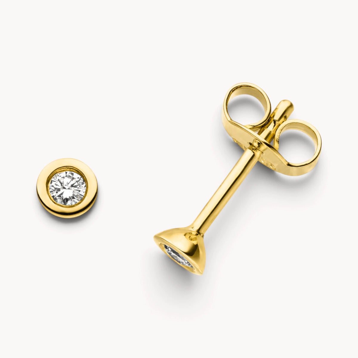 Ohrstecker in 585er Gold mit Diamant, Zargenfassung