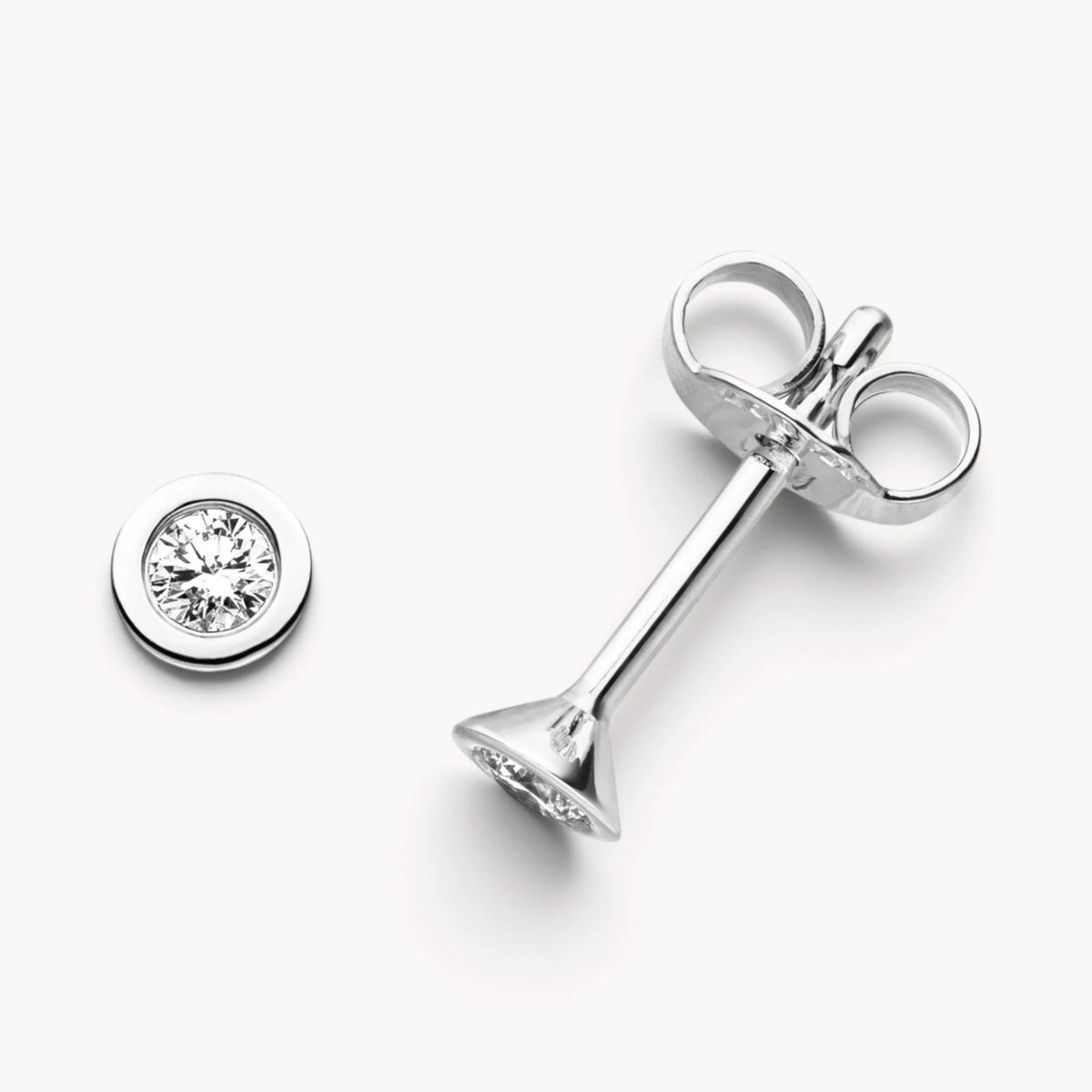 Ohrstecker in 585er Gold mit Diamant, Zargenfassung