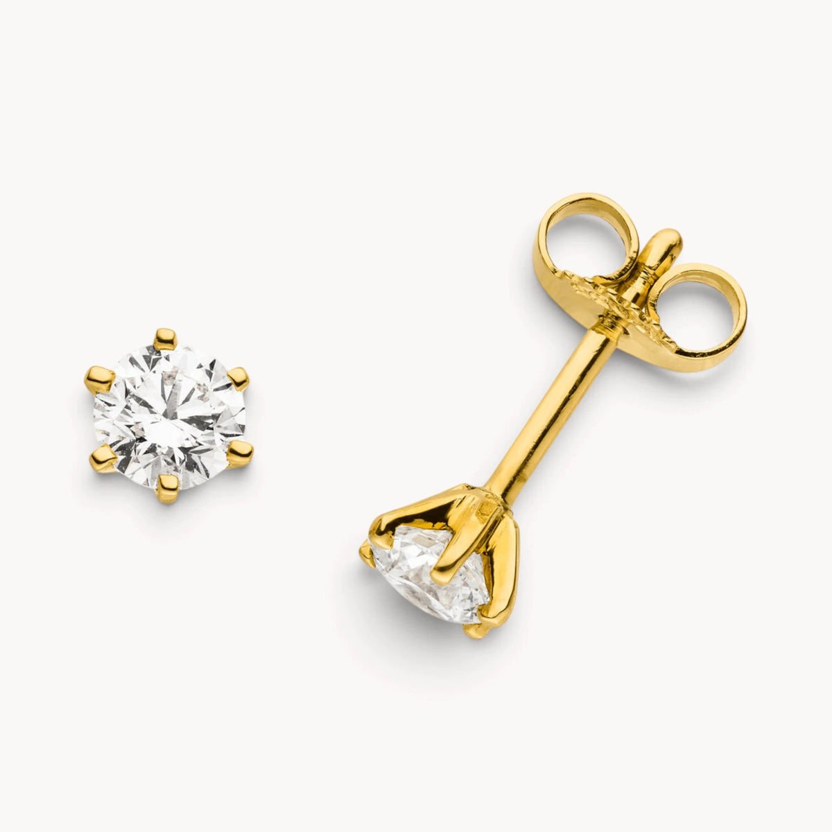 Ohrstecker in Gold &amp; Platin mit Diamant, 6er-Krappenfassung