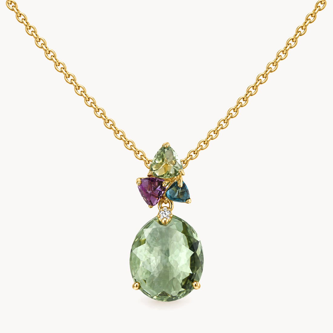 Collier in 750er Gelbgold mit Farbsteinen &amp; Diamant