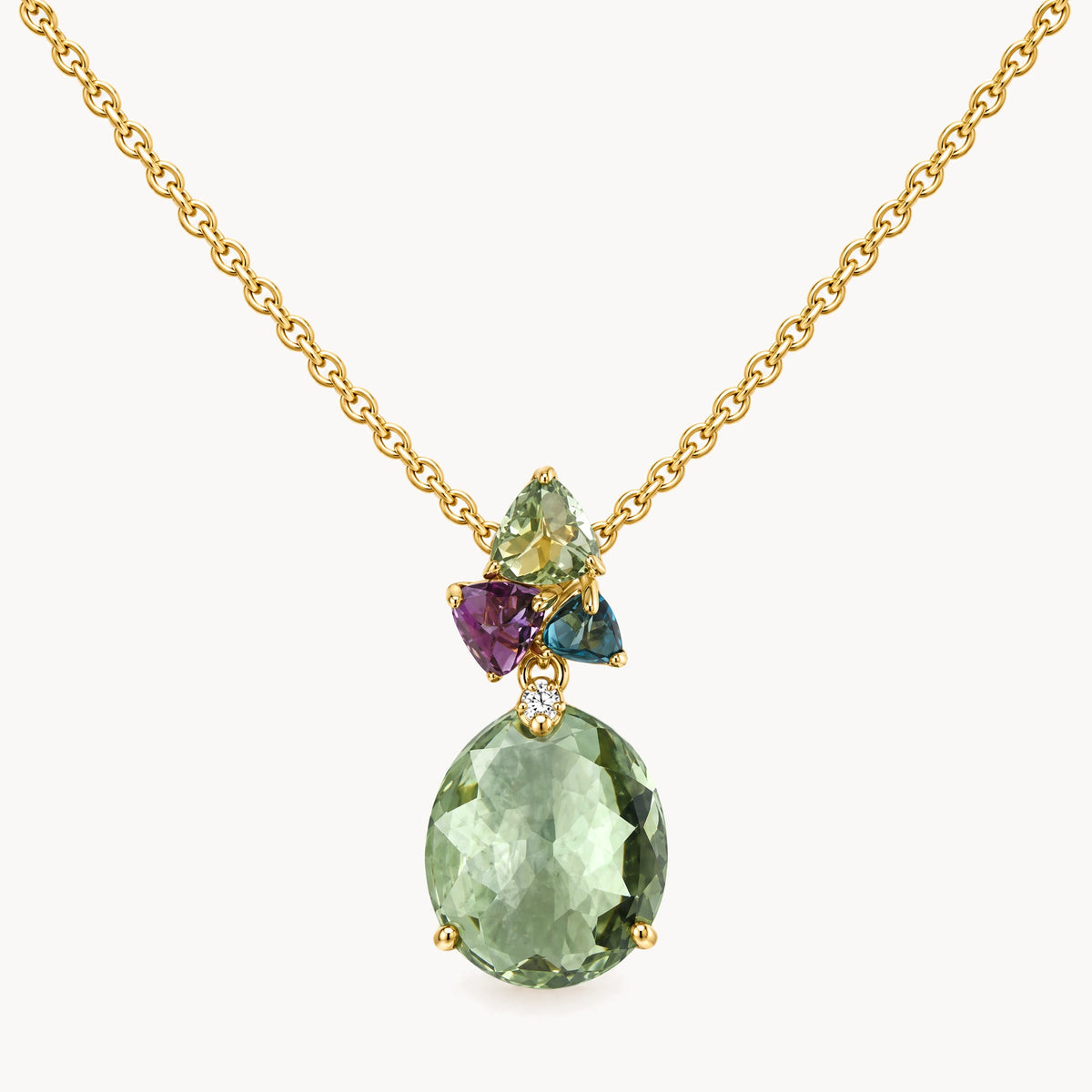 Collier in 750er Gelbgold mit Farbsteinen &amp; Diamant
