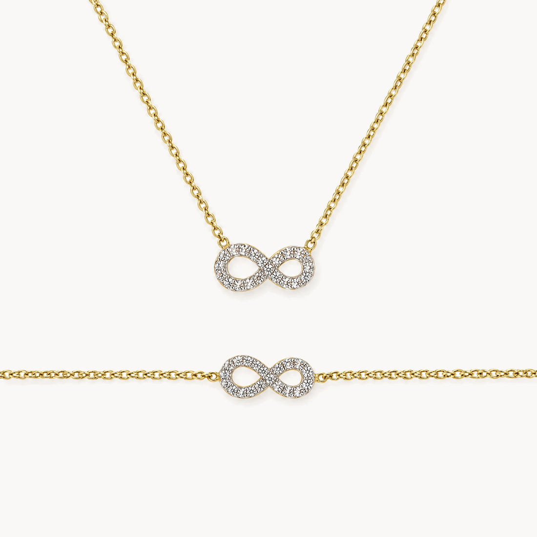 Armband &amp; Kette in 333er Gelbgold mit Zirkonia