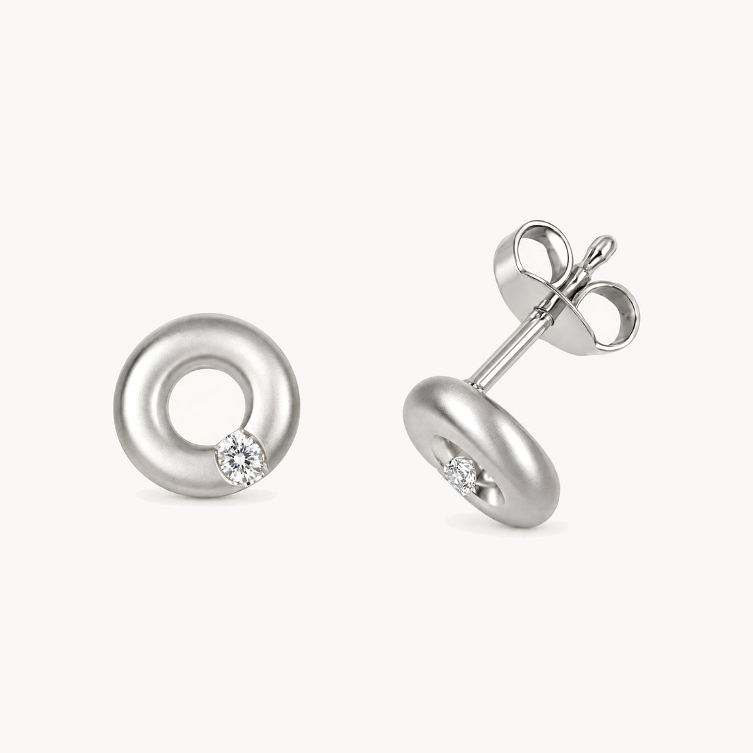 Ohrstecker in 585er Palladium-Weißgold mit Diamant
