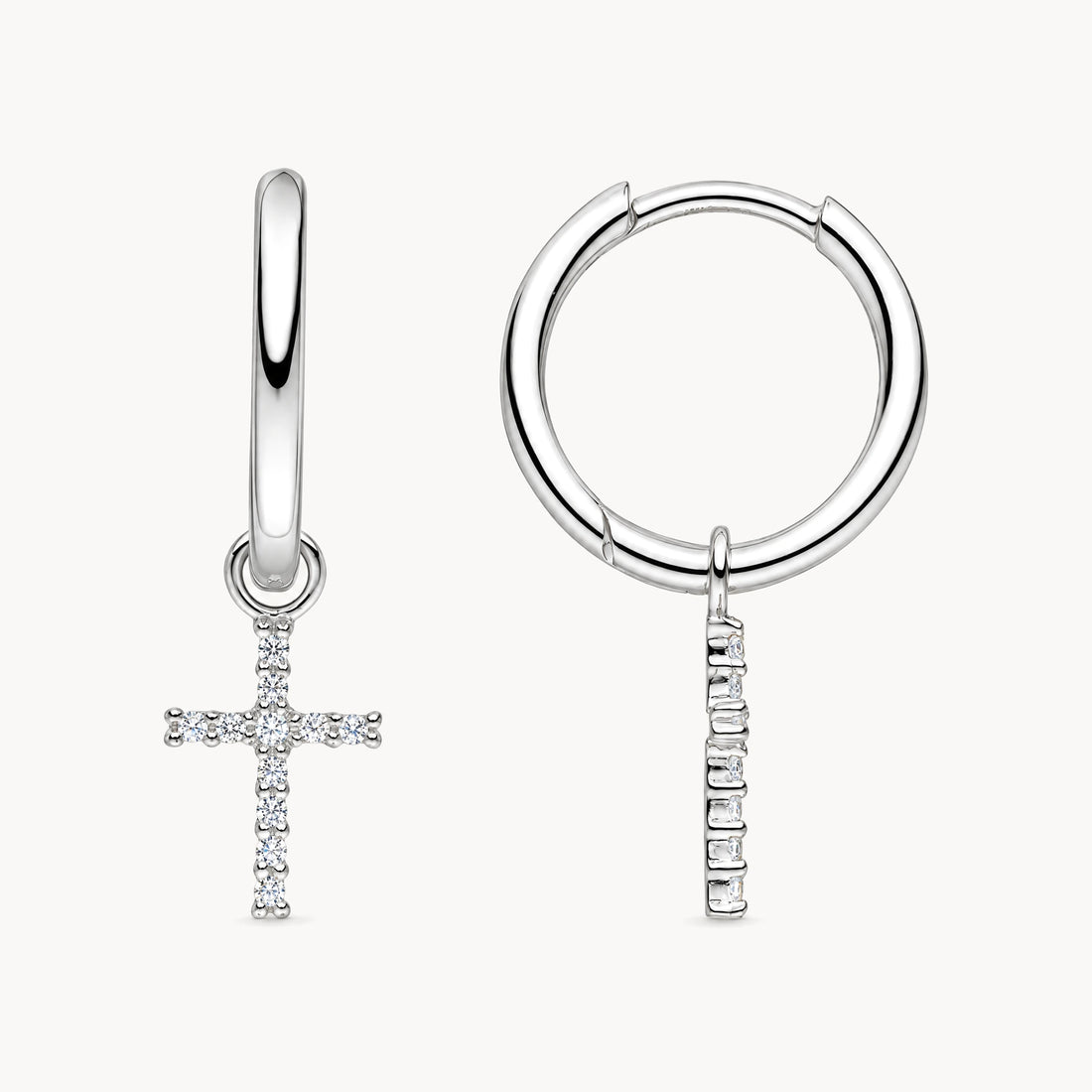 Creole in 925er Silber rhodiniert mit Zirkonia