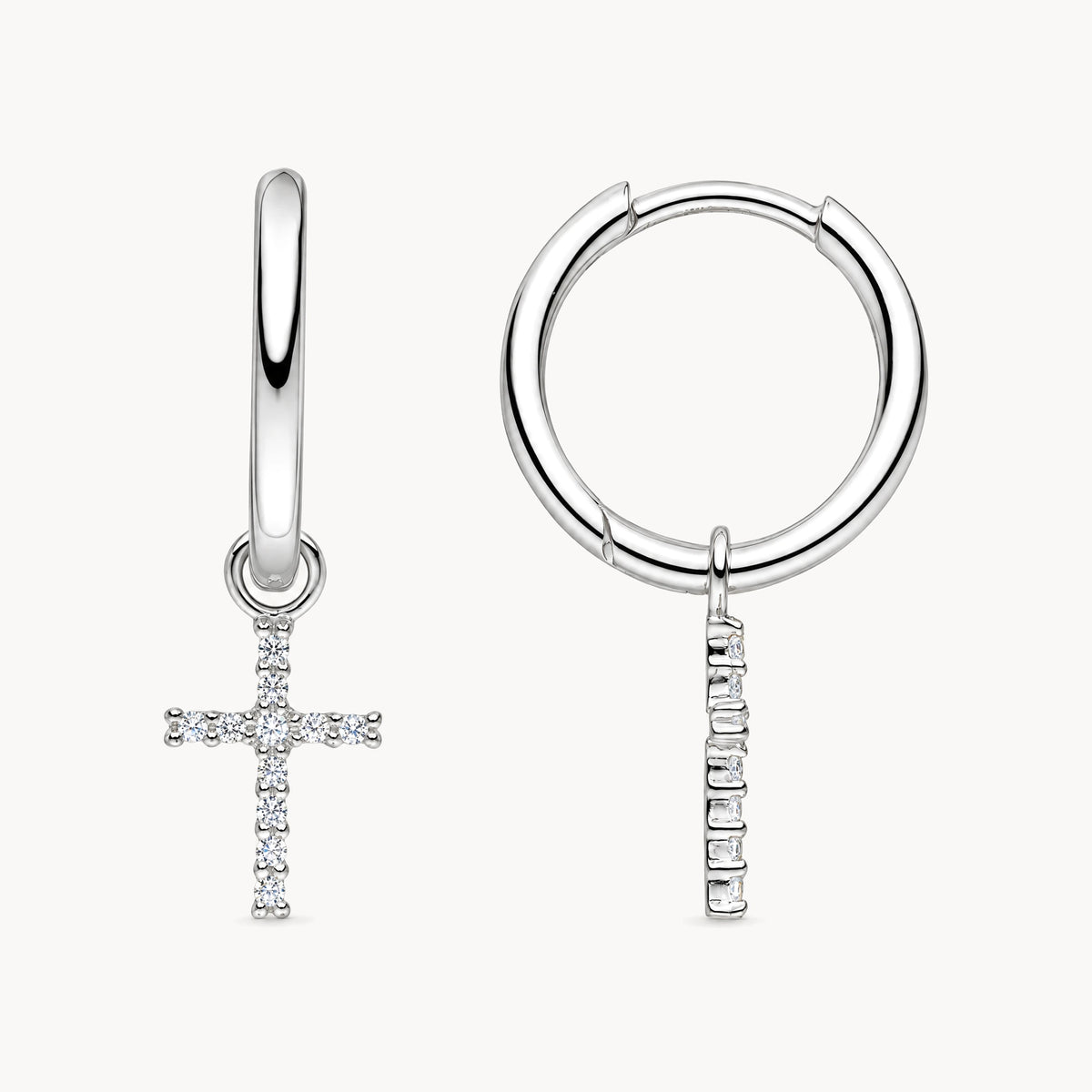 Creole in 925er Silber rhodiniert mit Zirkonia