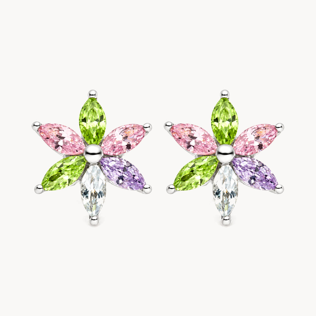 Ohrstecker in 925er Silber rhodiniert mit Zirkonia