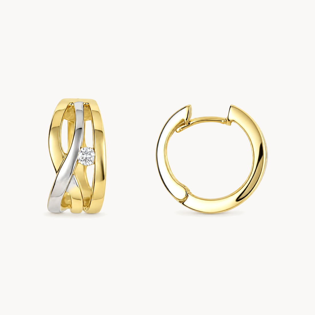 Creole in 585er Gelbgold mit Diamant
