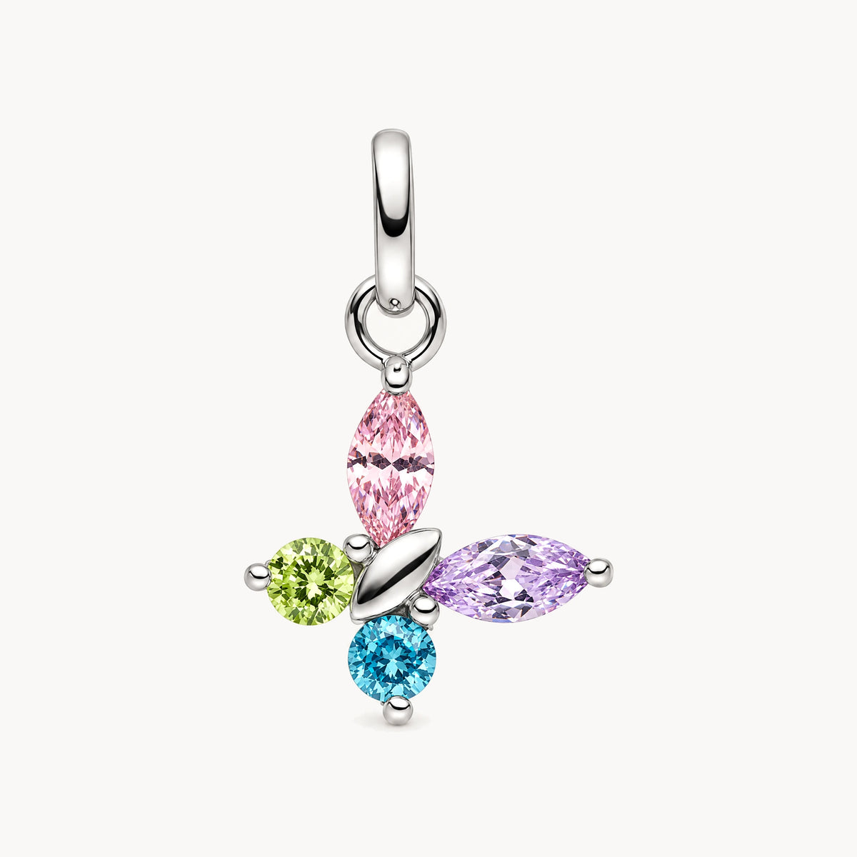 Glücksanhänger „Schmetterling“ in 925er Silber rhodiniert mit gefärbtem Zirkonia