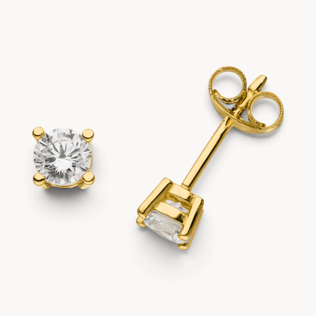 Ohrstecker in Gold mit Zirkonia, 4er-Krappenfassung