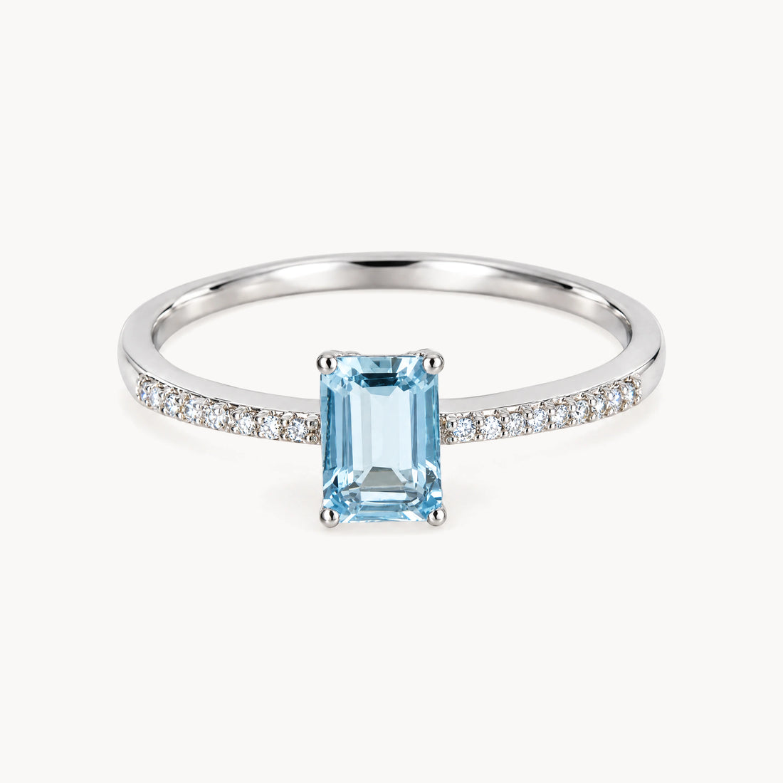 Ring in 750er Weißgold mit Diamant &amp; Aquamarin