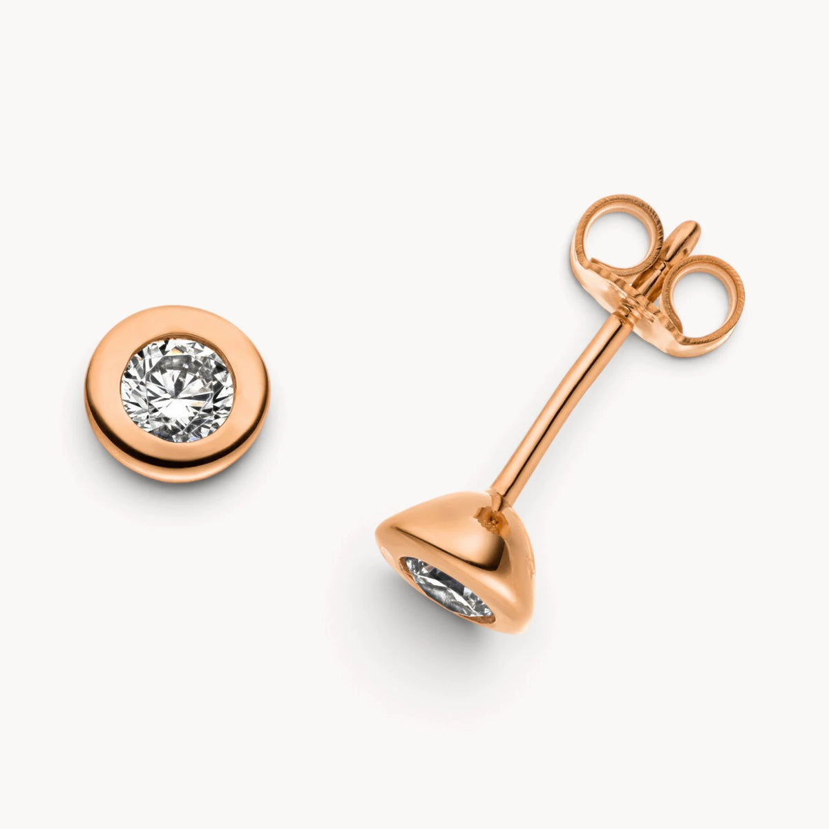 Ohrstecker in Gold mit Zirkonia, Zargenfassung