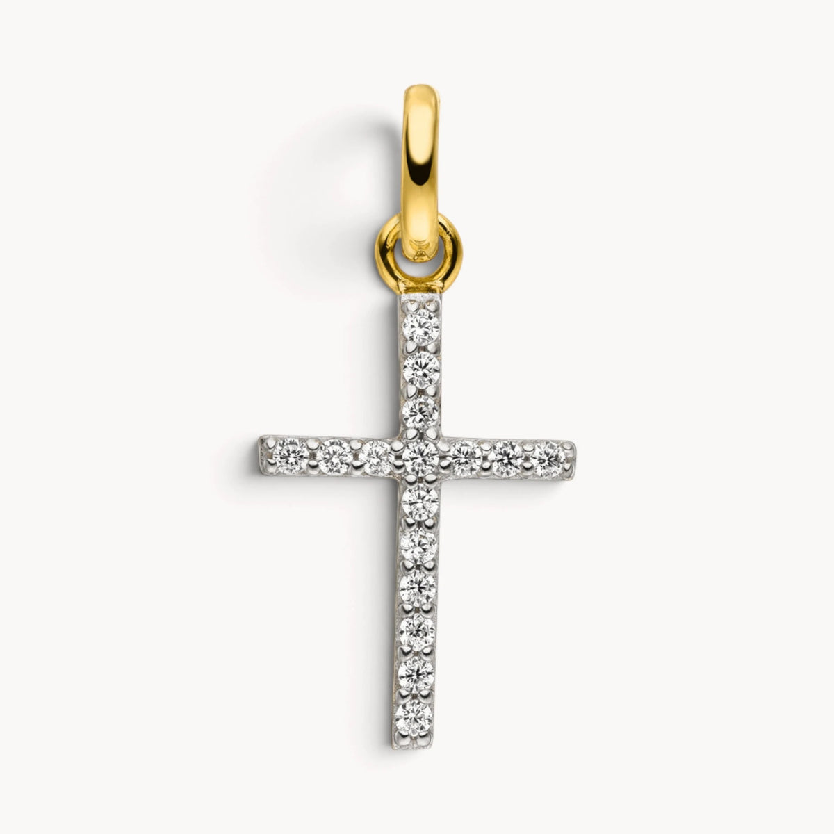 Kreuzanhänger in Gold &amp; Silber mit Zirkonia