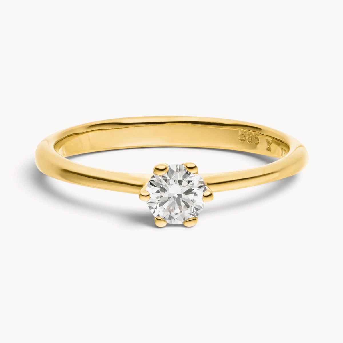 Solitärring in 585er Gold mit Diamant