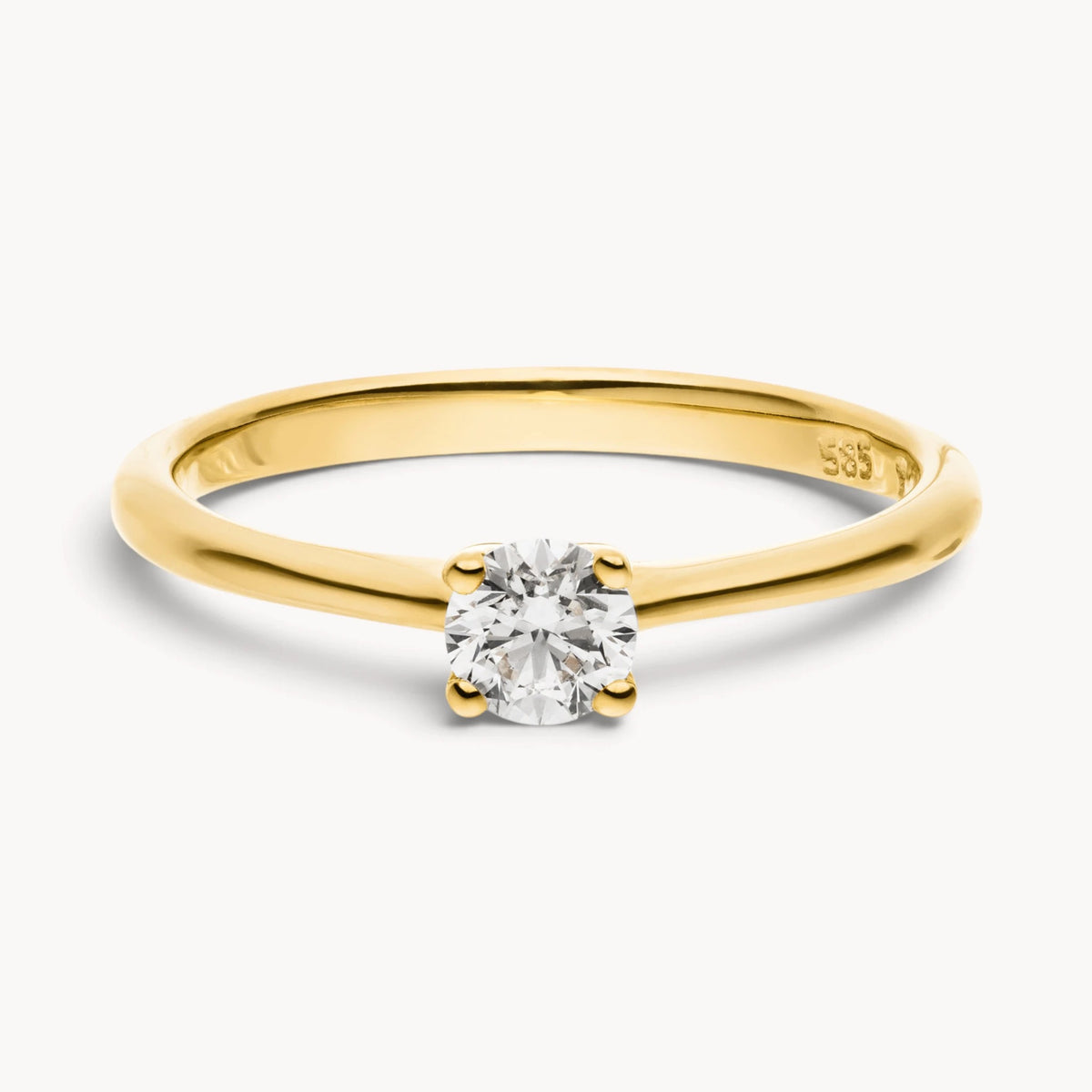 Solitärring in 585er Gold mit Diamant