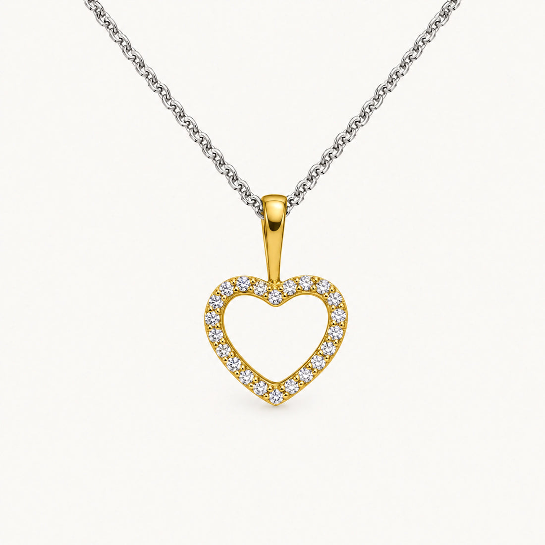 Collier in 925er Silber mit Zirkonia – gelb vergoldet