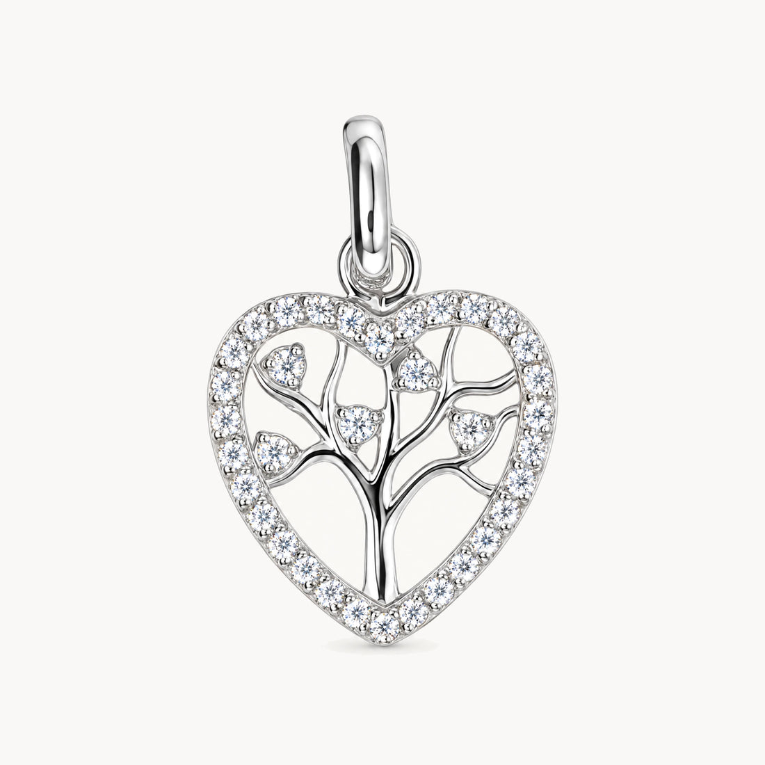 Herzanhänger in 925er Silber rhodiniert mit Zirkonia