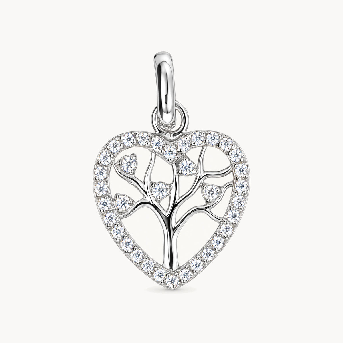Herzanhänger in 925er Silber rhodiniert mit Zirkonia