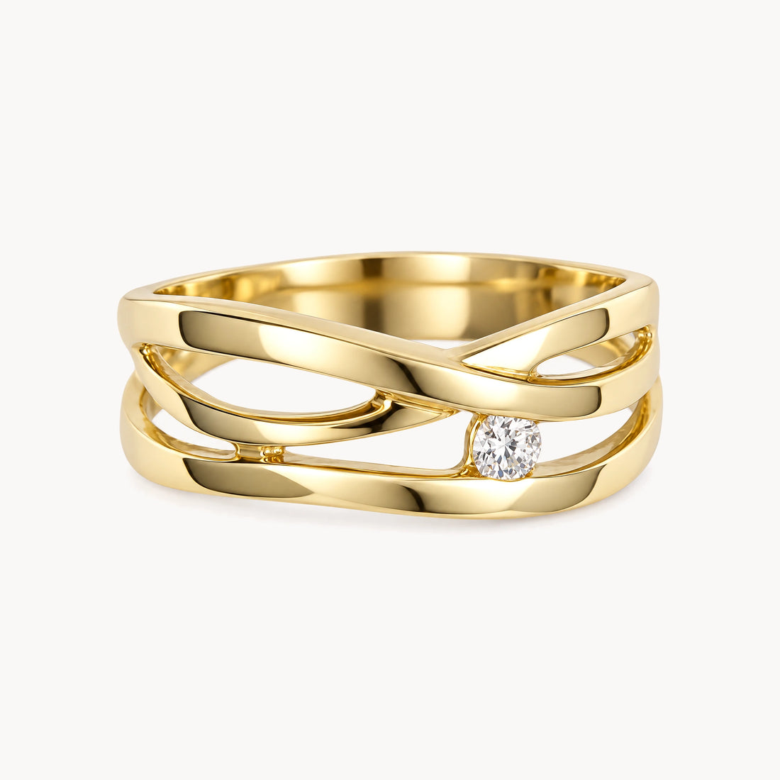 Damenring in 585er Gelbgold mit Diamant