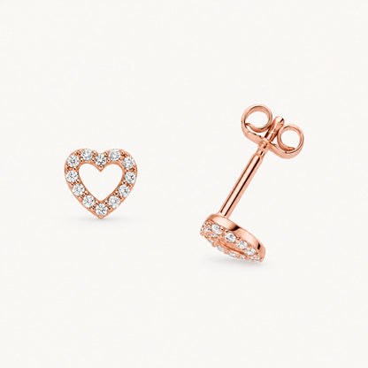 Ohrstecker „Herz“ in 925er Silber mit Zirkonia – rosé vergoldet
