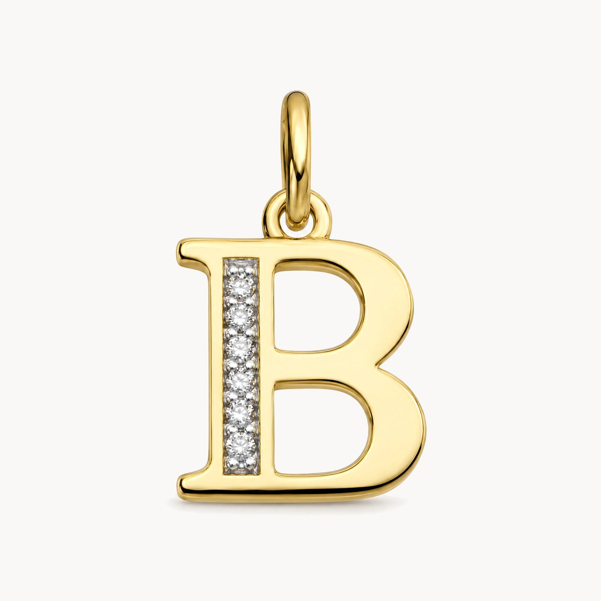 Buchstabenanhänger in 585er Gelbgold mit Diamant – Buchstabe B