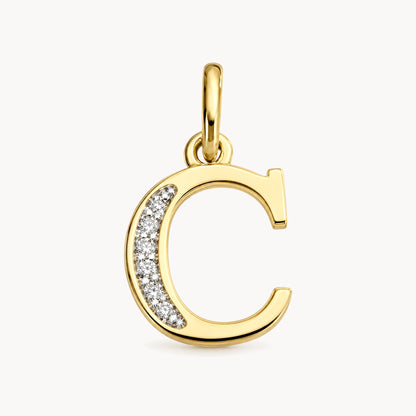 Buchstabenanhänger in 585er Gelbgold mit Diamant – Buchstabe C