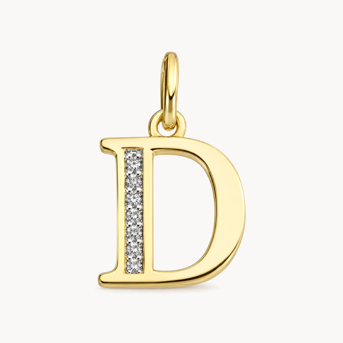 Buchstabenanhänger in 585er Gelbgold mit Diamant – Buchstabe D