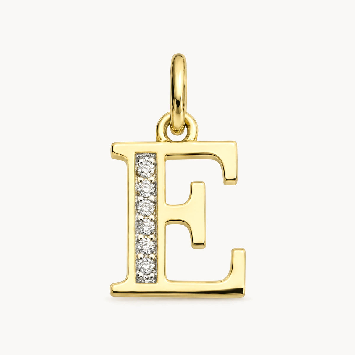 Buchstabenanhänger in 585er Gelbgold mit Diamant – Buchstabe E