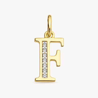 Buchstabenanhänger in 585er Gelbgold mit Diamant – Buchstabe F