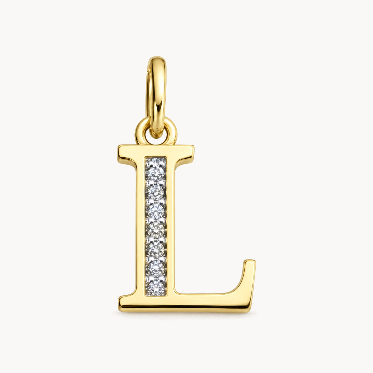 Buchstabenanhänger in 585er Gelbgold mit Diamant – Buchstabe L