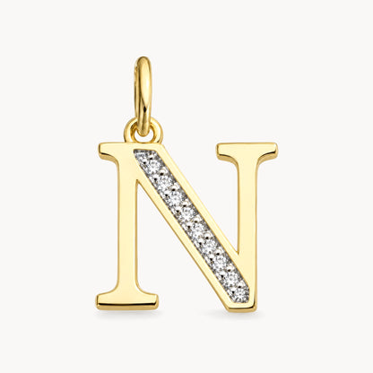 Buchstabenanhänger in 585er Gelbgold mit Diamant – Buchstabe N