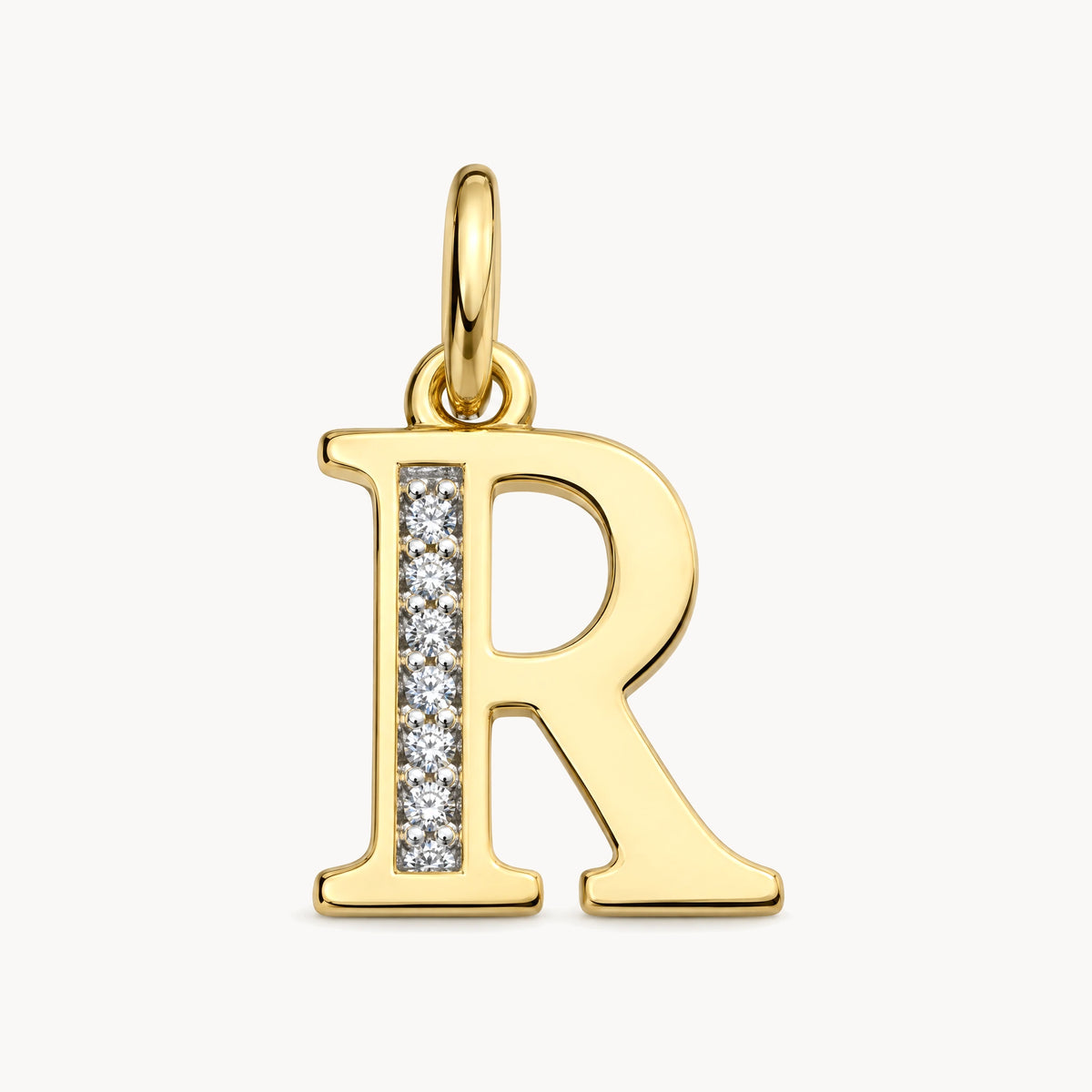 Buchstabenanhänger in 585er Gelbgold mit Diamant – Buchstabe R