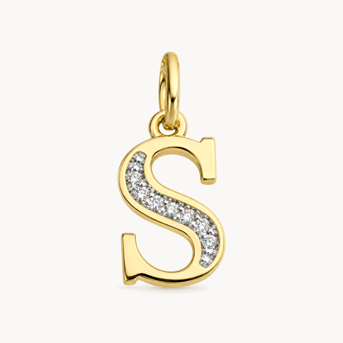 Buchstabenanhänger in 585er Gelbgold mit Diamant – Buchstabe S