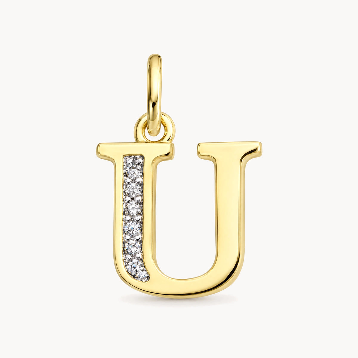 Buchstabenanhänger in 585er Gelbgold mit Diamant – Buchstabe U