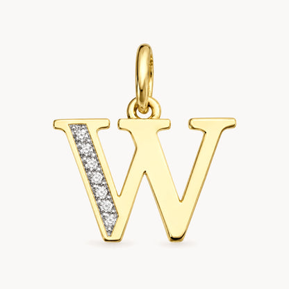 Buchstabenanhänger in 585er Gelbgold mit Diamant – Buchstabe W