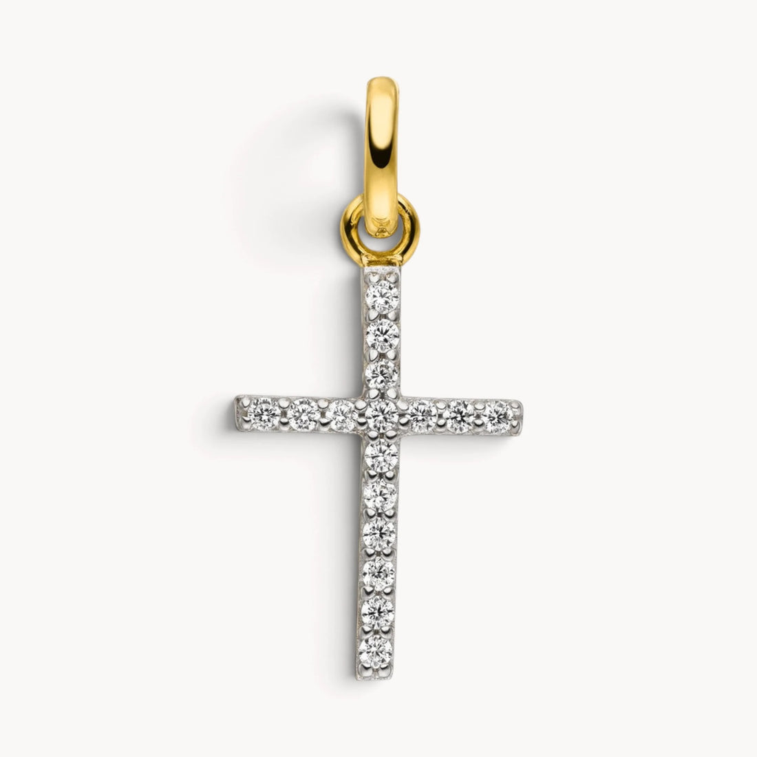Kreuzanhänger in Gold &amp; Silber mit Zirkonia