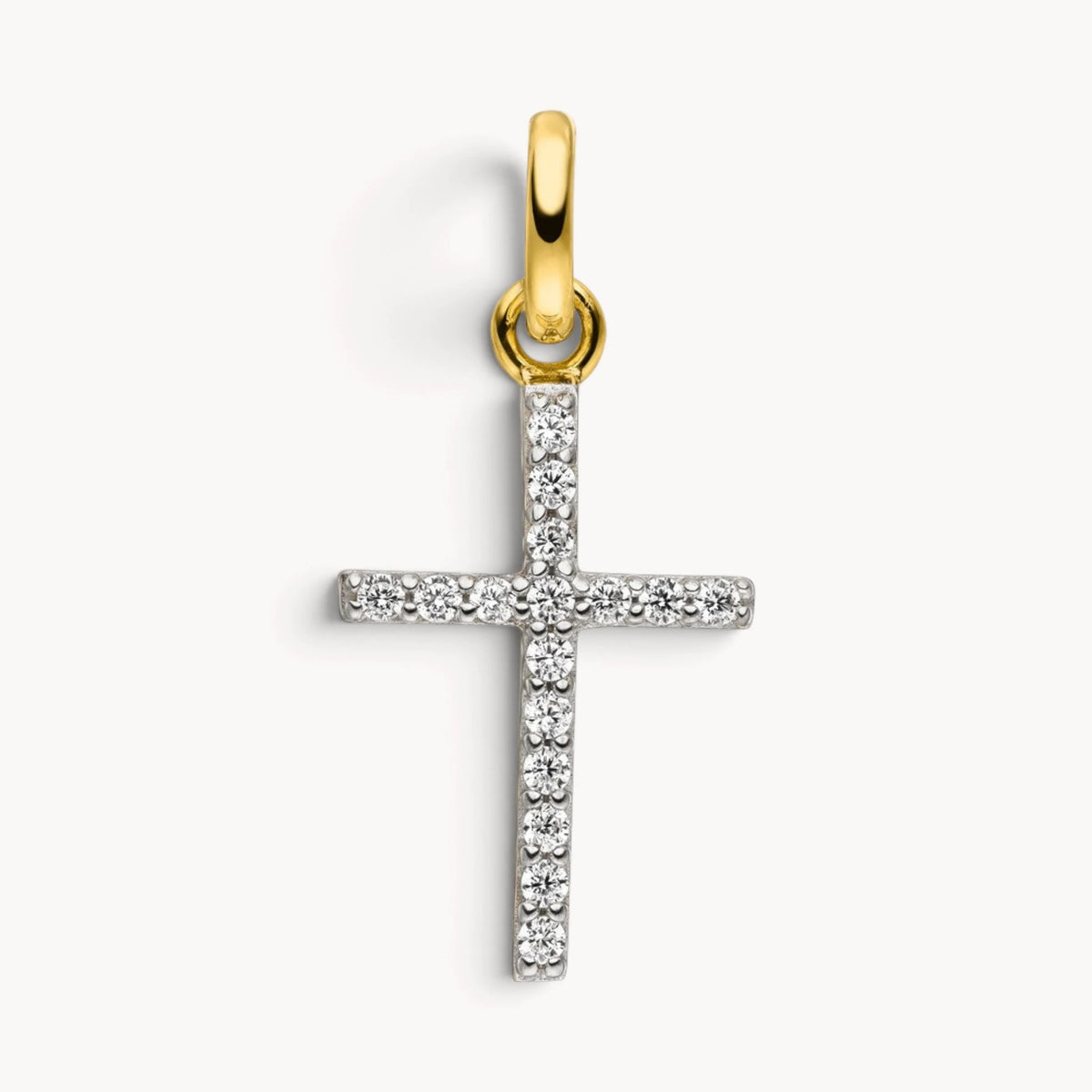 Kreuzanhänger in Gold &amp; Silber mit Zirkonia