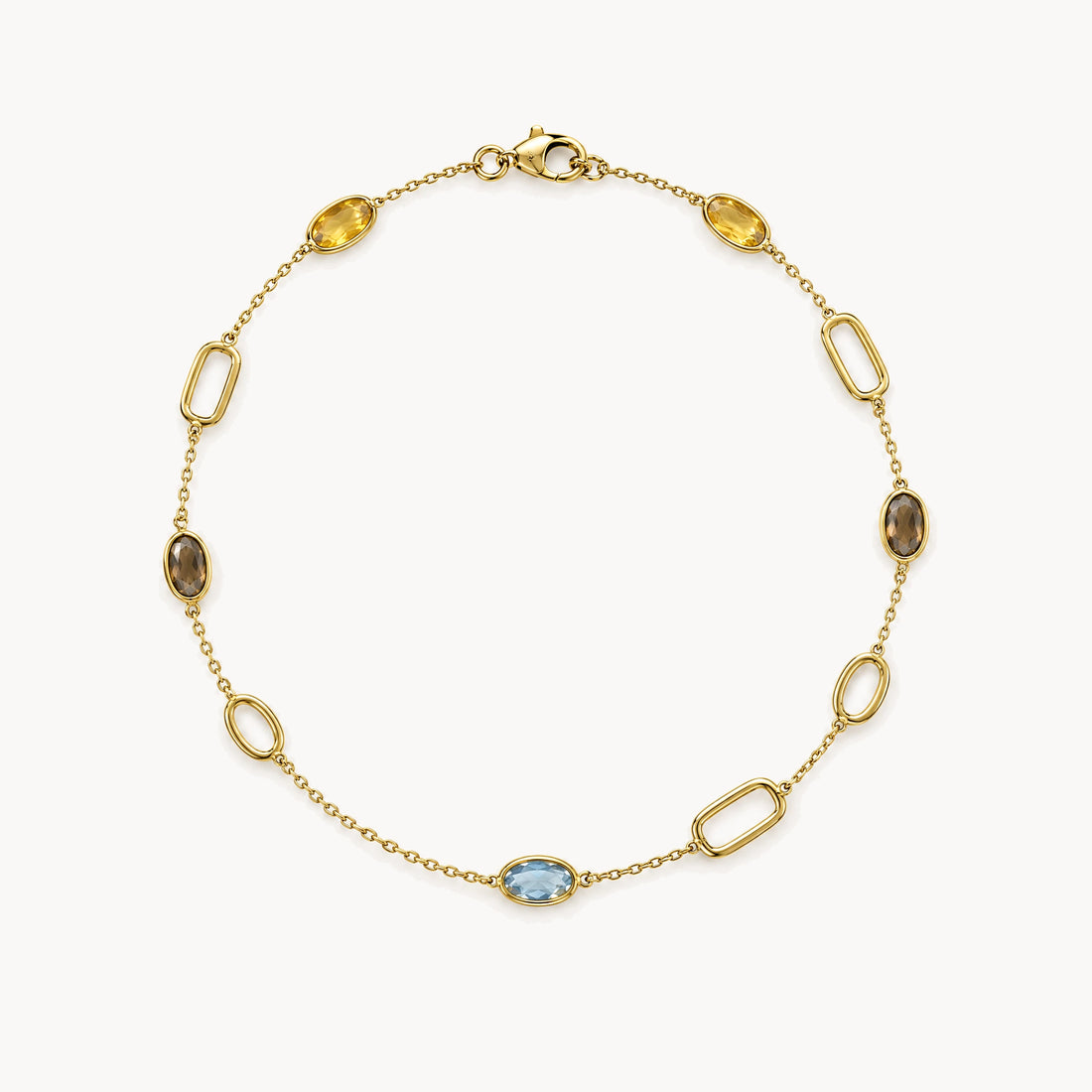 Armband in 585er Gelbgold mit Farbsteinen