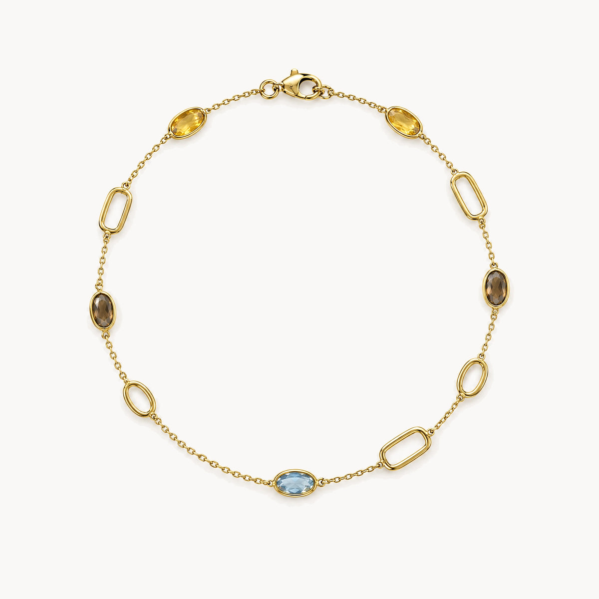 Armband in 585er Gelbgold mit Farbsteinen