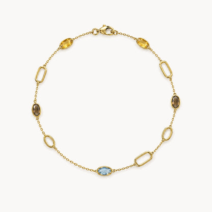 Armband in 585er Gelbgold mit Farbsteinen