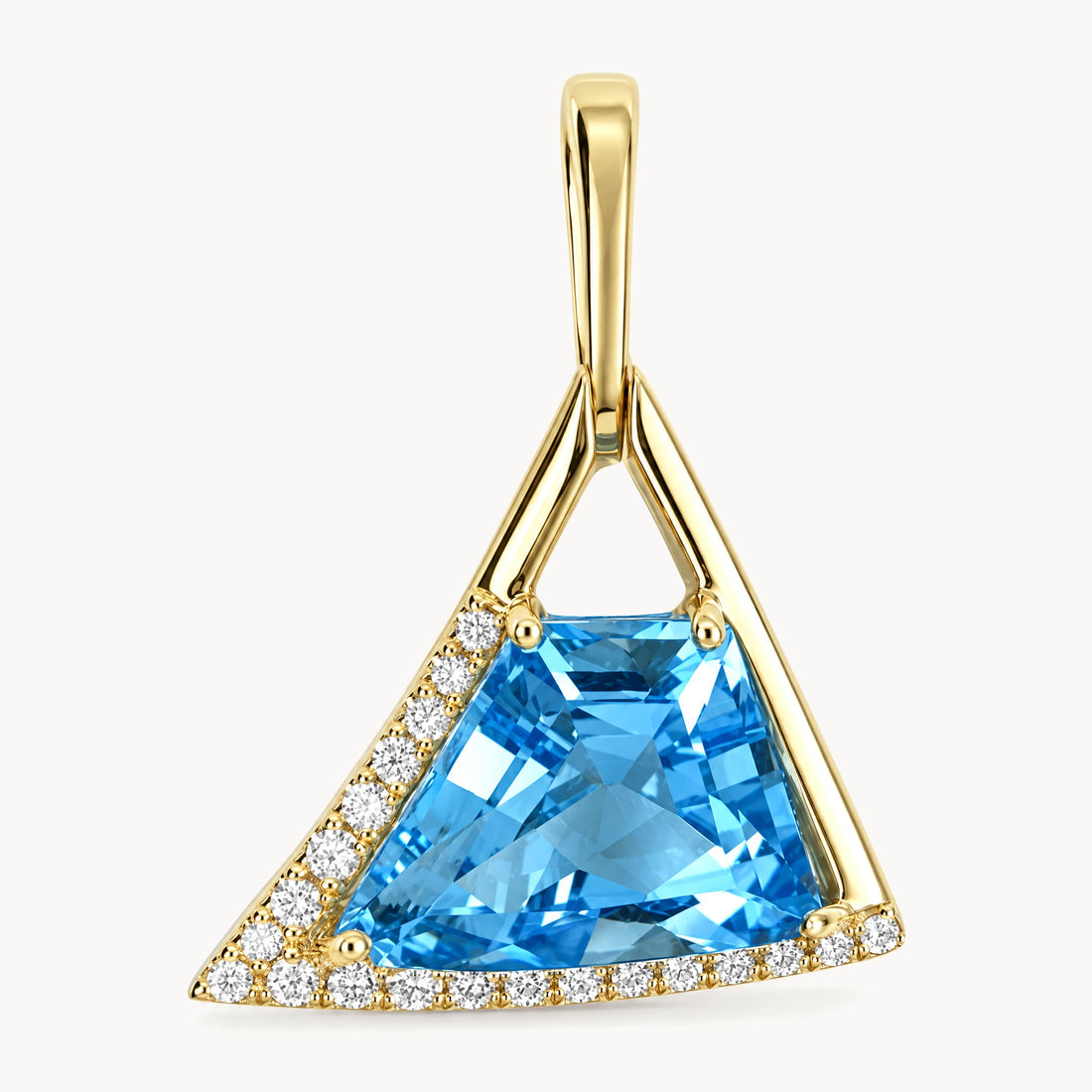 Anhänger in 585er Gelbgold mit Blautopas &amp; Diamant