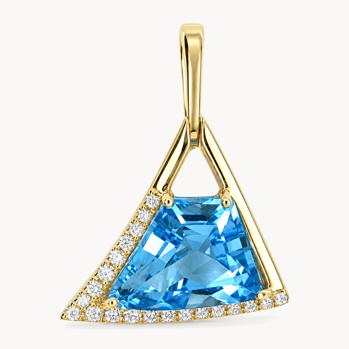 Anhänger in 585er Gelbgold mit Blautopas &amp; Diamant