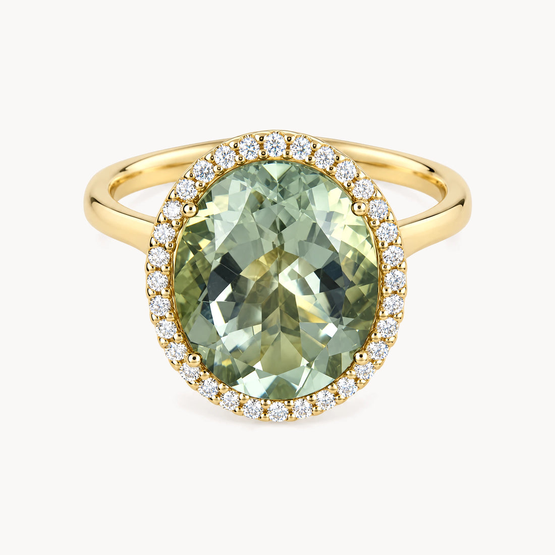 Ring in 585er Gelbgold mit Diamant &amp; Prasiolith