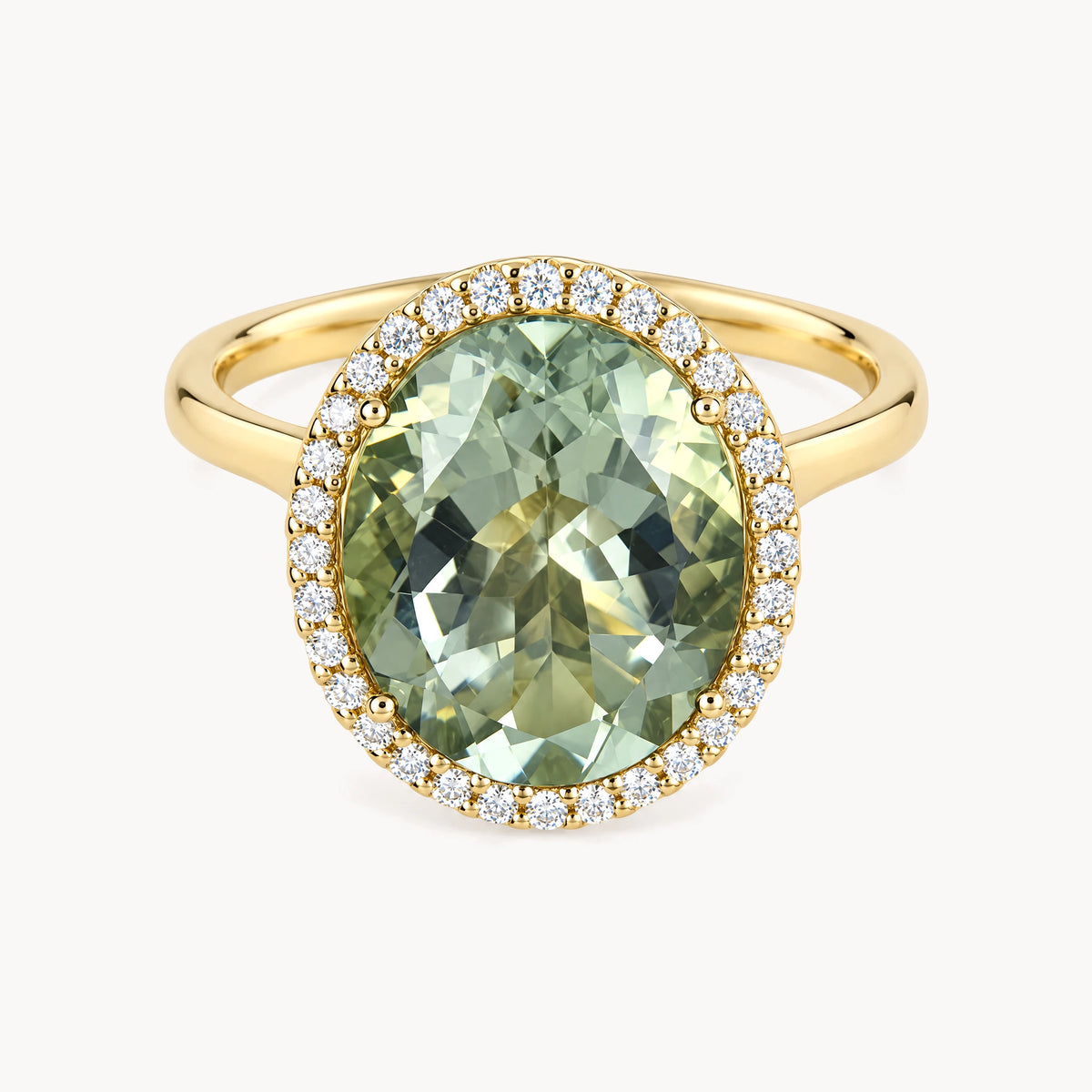 Ring in 585er Gelbgold mit Diamant &amp; Prasiolith