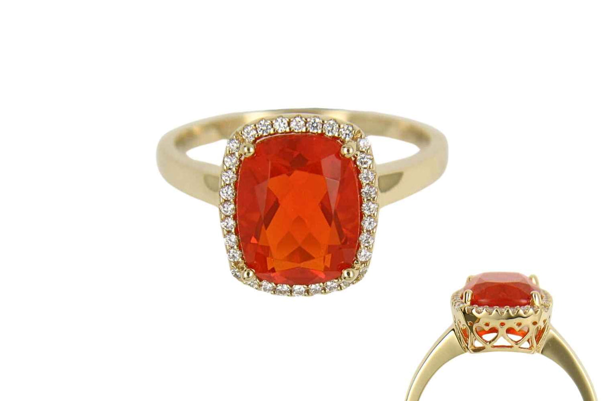 Damenring in 585er Gold mit Farbsteinen &amp; Diamant
