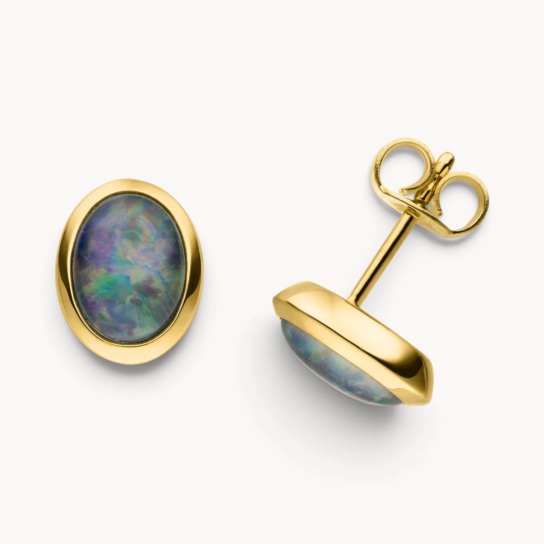 Ohrstecker in 585er Gelbgold mit Opal oder Opal-Triplette